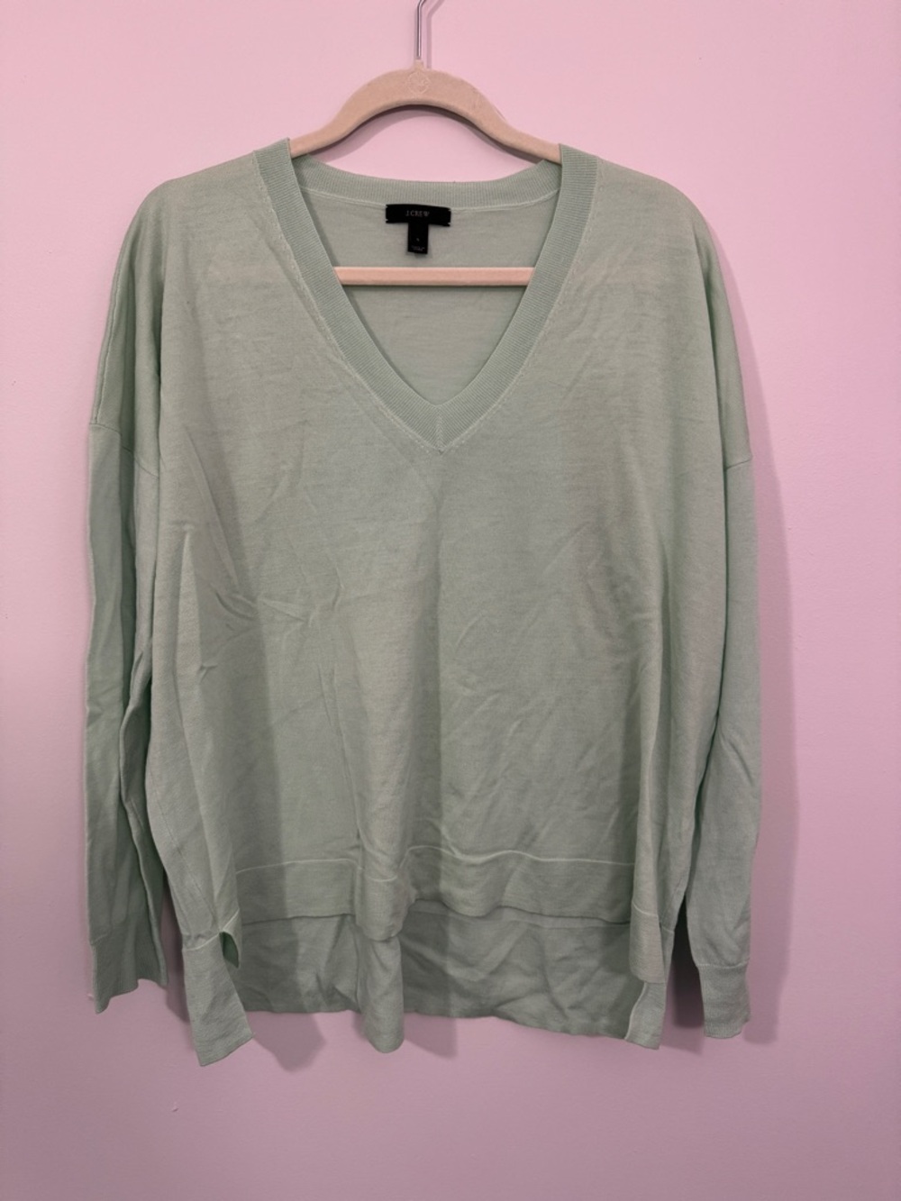 Perfect condition J. Crew Mint Green V-Neck Merino Wool Sweater